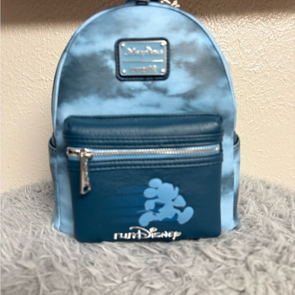 Run Disney Loungefly Mini Backpack Blue Mickey Mouse RunDisney Parks Tie Dye